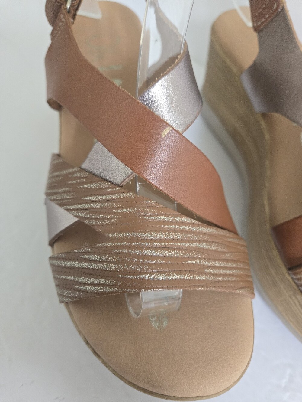 Light Brown Leather Strappy Platform Sandals Size 36 - Picture 7 of 14
